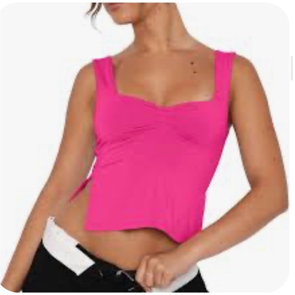 Happily Grey Tops - Bright Fuchsia Tank Top